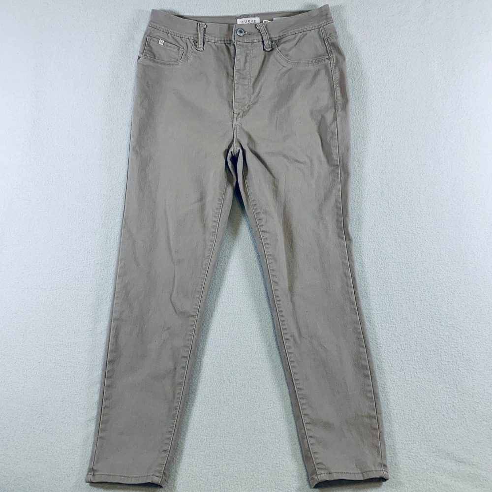 Curve Appeal Minimalist Jegging Women 8 Taupe Tan High Rise Stretch Cotton Blend